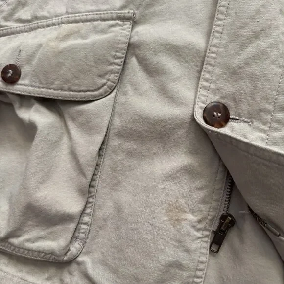 Vintage Orvis Cotton Field Jacket Mens L Tan Corduroy Collar Hunting Coat